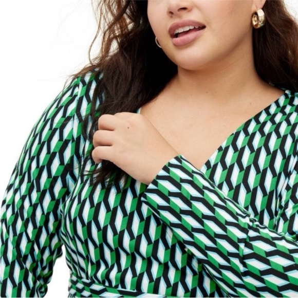 Diane Von Furstenberg x Target Wrap Dress Women’s XS Blue Green White Geometric - Picture 10 of 16